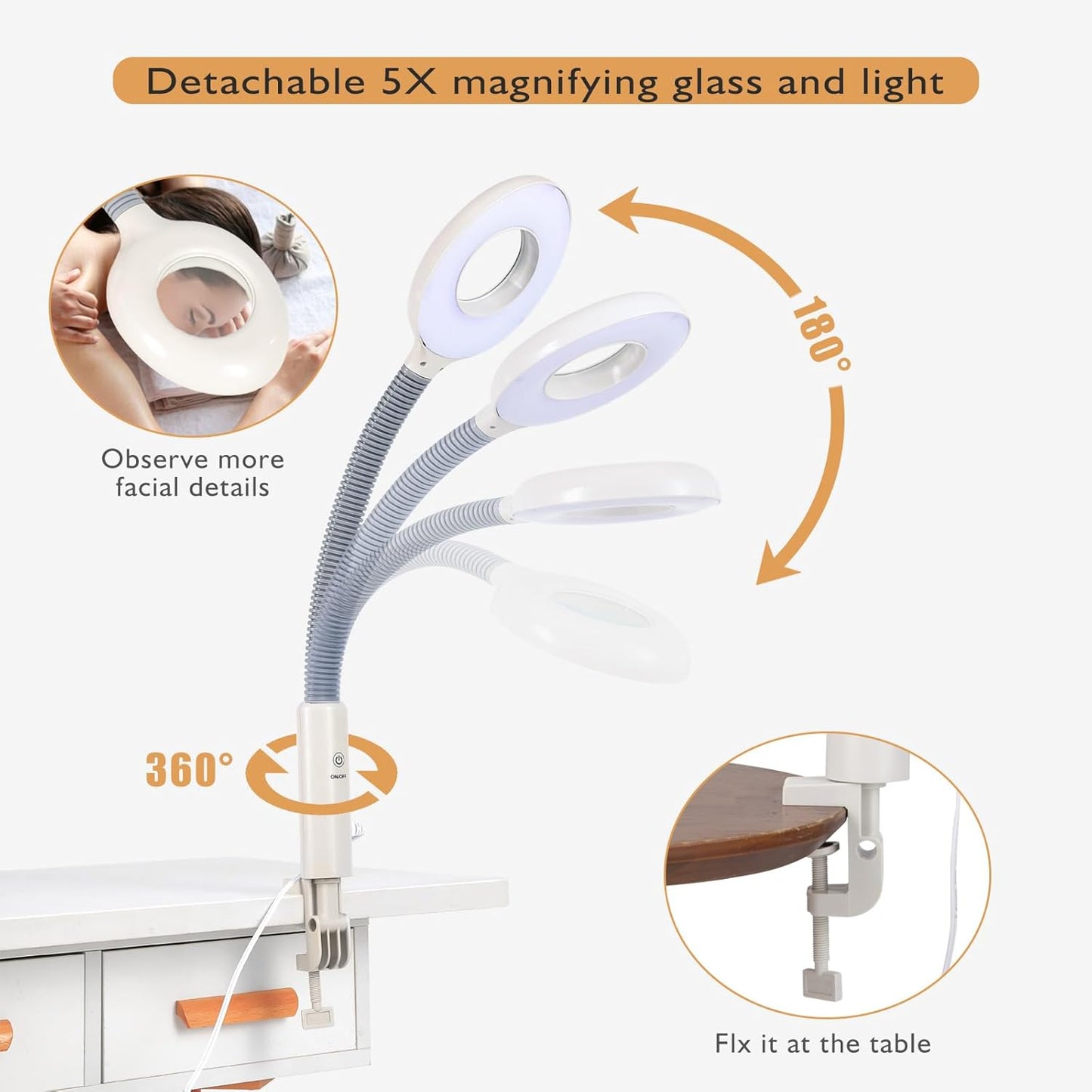 Artist hand Professional Facial Steamer for Face Home Facial Spa with 5X LED Magnifying Lamp Face Steamer Deep Pore Cleansing & Fast Heat Moisturizing Skin Care