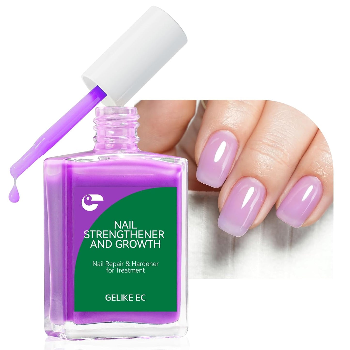 Nail Polish Strengthener and Growth: Lavender Haze 15ml Gelike EC 6 in 1 Natural Hardener - Long Lasting Nail Polish Hardener Extra Strong and Growth for Daily Work Home Salon