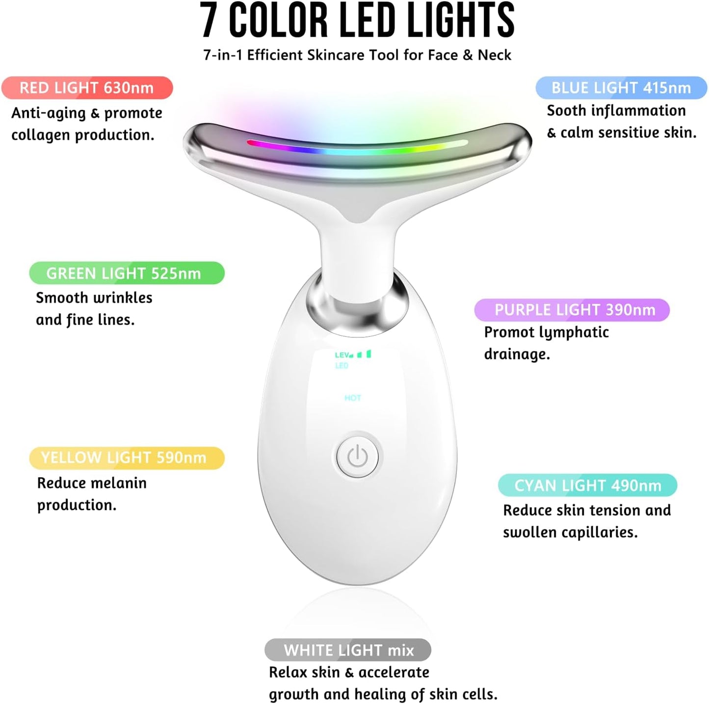 7 in 1 Face Massager Tool, Red Light Therapy for Face and Neck, Red Light Therapy Wand, Face Neck Sculpting Tool for Skin Care