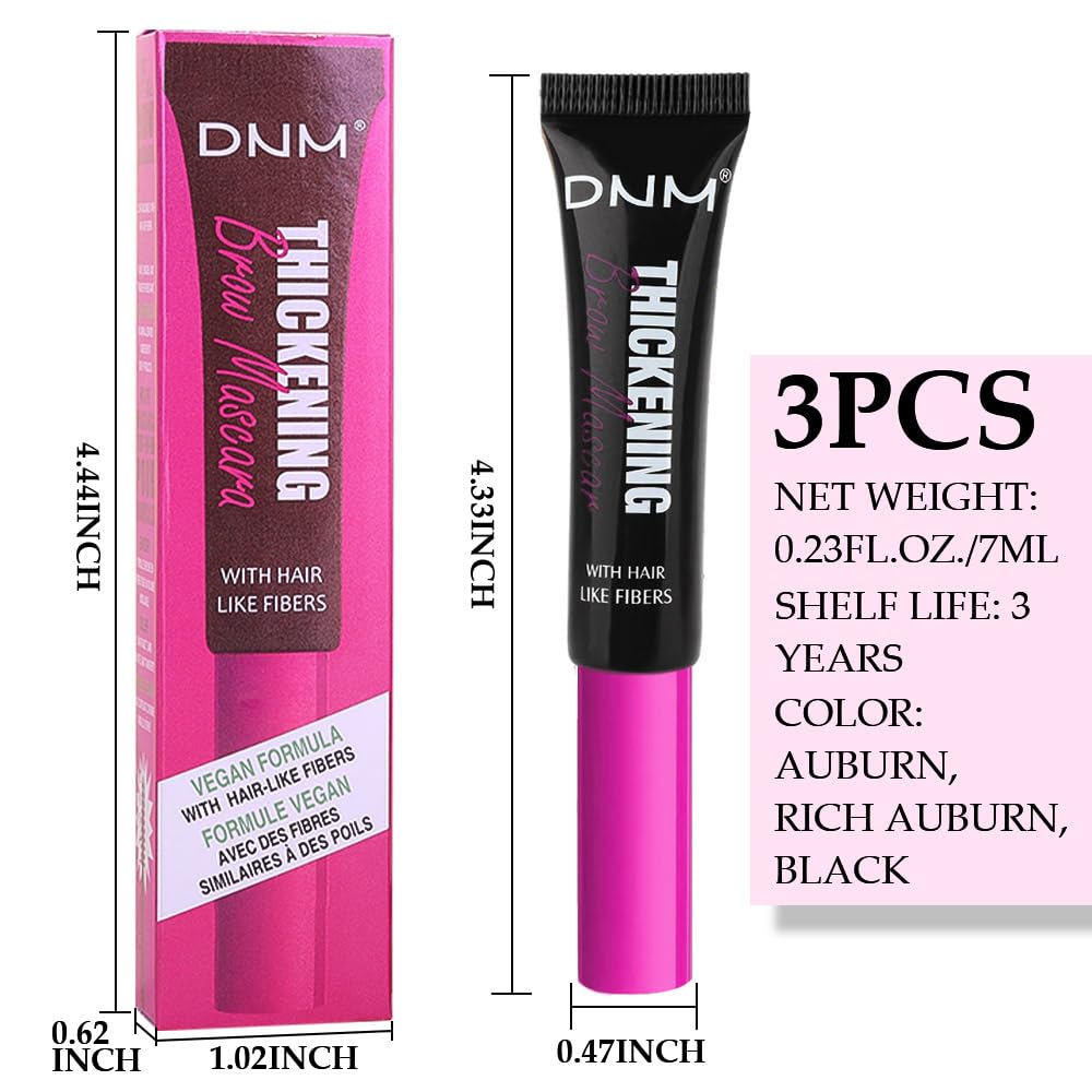 Tinted Thickening Brow Mascara,Brow Fast Sculpt,Waterproof, Transfer-proof, Brush to Fill in Eyebrows and Cover Gray Hairs - Cruelty Free (3pcs 03 Auburn &04 Rich Auburn &08 Black)