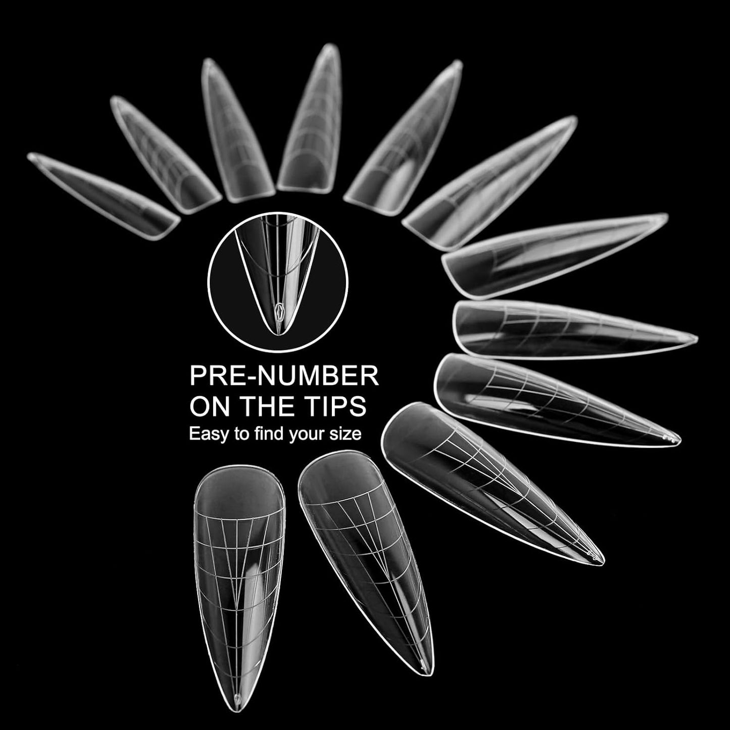 120Pcs Matte Dual Nail Forms,Long Almond Extension Poly Nail Gel Nail Forms Full Cover Nail Molds 12 Sizes for Solid Nail Gel Glue Nail Art Design Salon&DIY