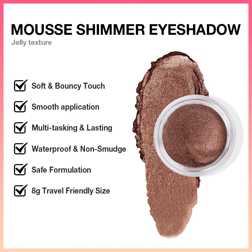 Cream Glitter Brown Shimmer Metallic Eyeshadow Palette Makeup, Natural Single Mini Instant Holographic Eyeshadow For Women, Sombras Crema Para Ojos, Talc, Paraben & Cruelty Free