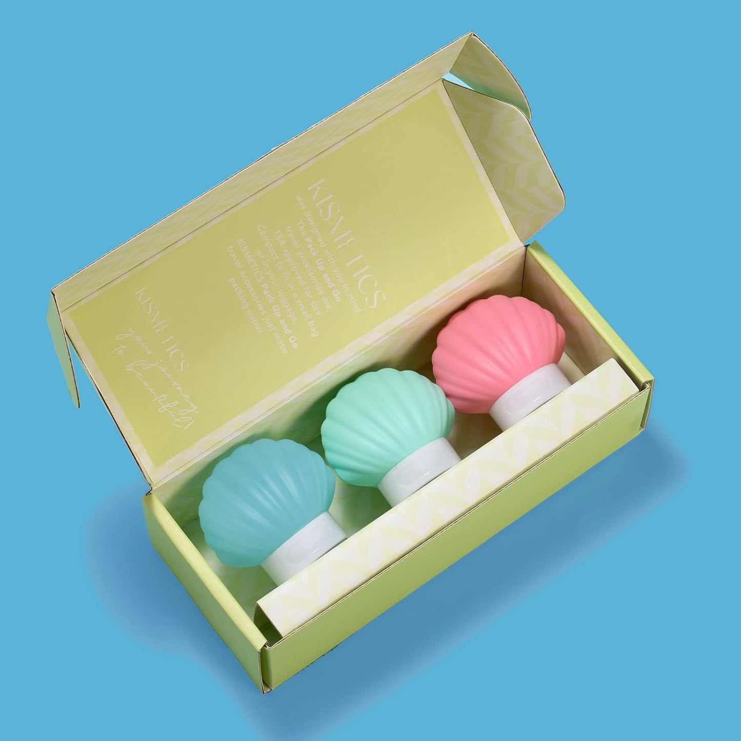 Leak Proof Squeezable Silicone Travel Bottles, Reusable, Refillable Bottles, Shell Shape, Sustainable, TSA Carry On Approved Toiletries Containers, 3pcs (1.35oz/40ml)