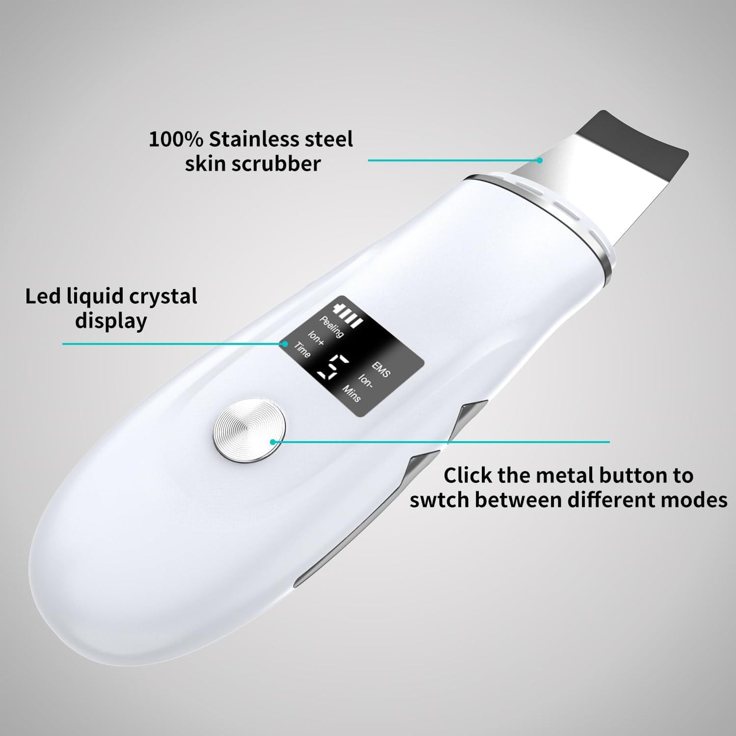 Skin Scrubber Face Spatula - 4-in-1 Deep Cleansing Tool for Pore Extraction, Fast Charging Dock Blackhead Remover Face Spatula for Facial Skincare Women Gift (White)