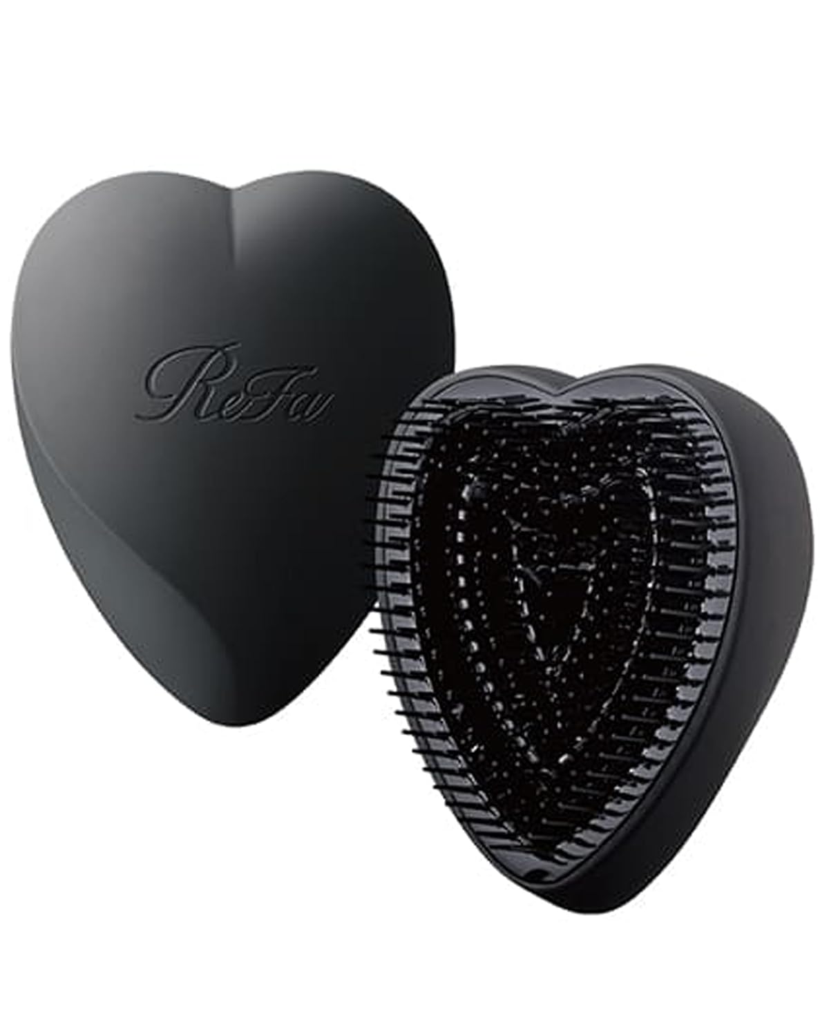ReFa Heart Brush MATTE BLACK | Heart Shaped Hair Brush for Women | No Tangle Hair Brush | Small Hair Brush for Thick Hair | Hair Detangler Hair Brush Travel Hair Brush