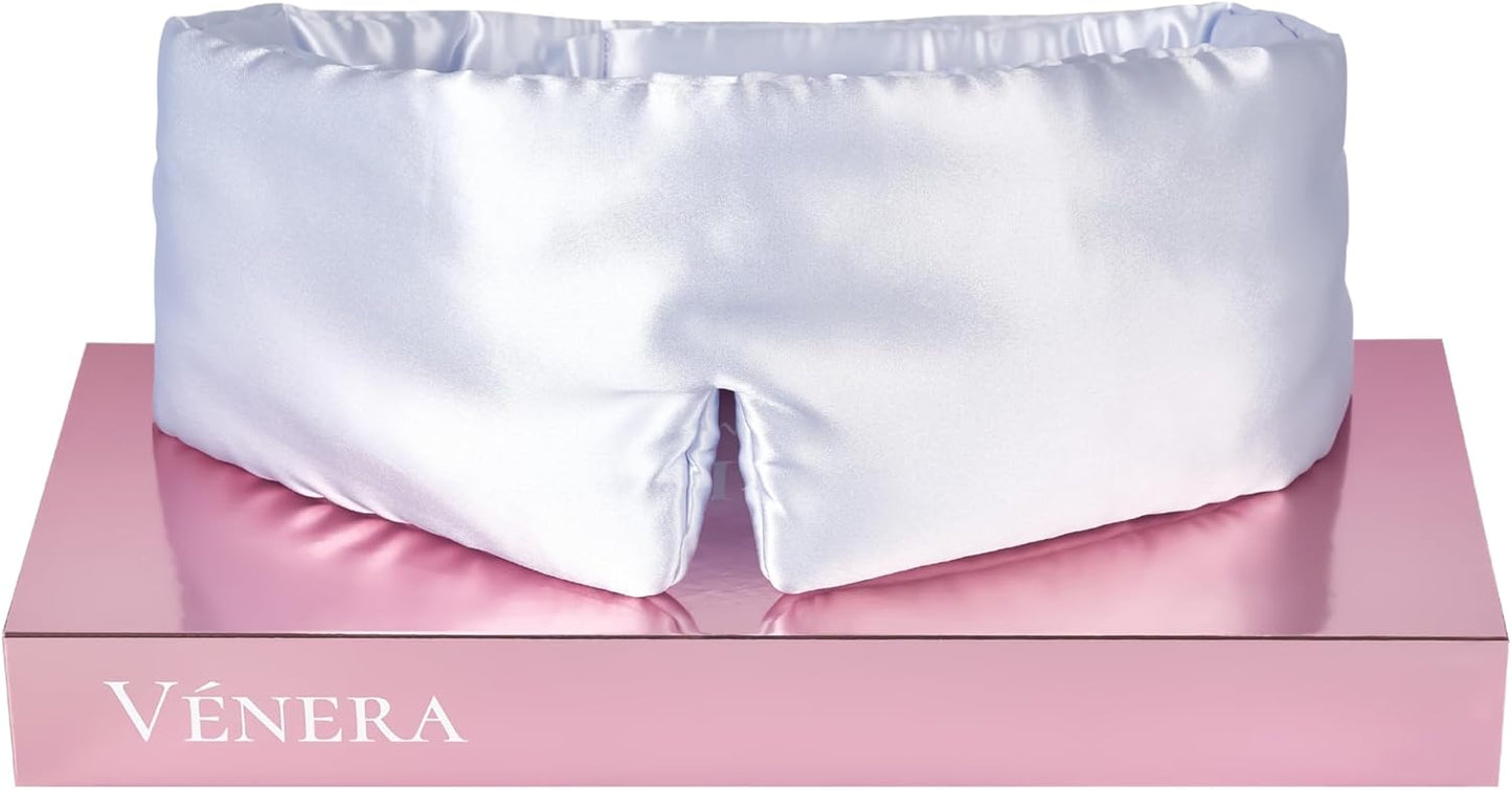 Silk Eye Mask - 100% Pure Mulberry 22 Momme Silk Sleep Mask, Adjustable Sleep Mask for Women and Men(Adjustable, Cloud Blue)