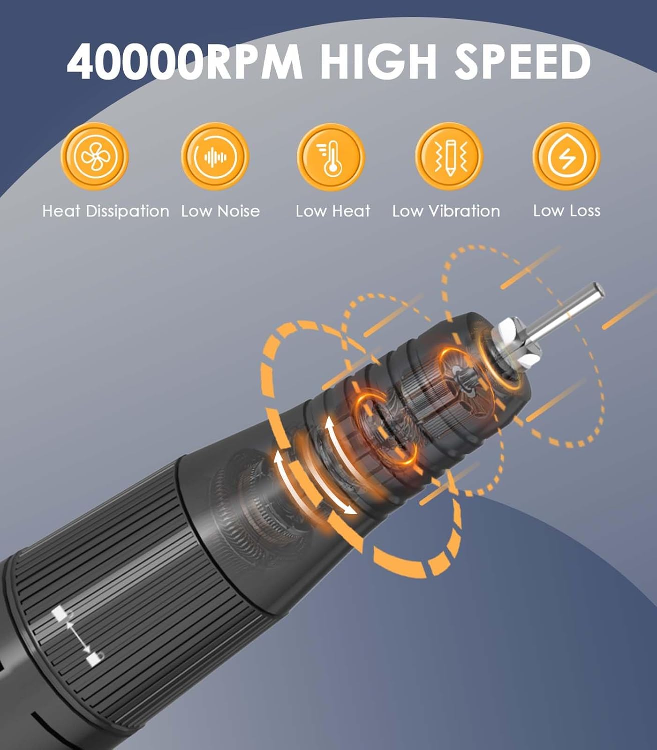 Portable Nail Drill Electric File: 40000RPM Professional Nail E-File for Acrylic Nails Remove Nail Gel Polish Manicure, Rechargeable Cordless Nail Drill Machine with Bits & Base for Salon Home, Black