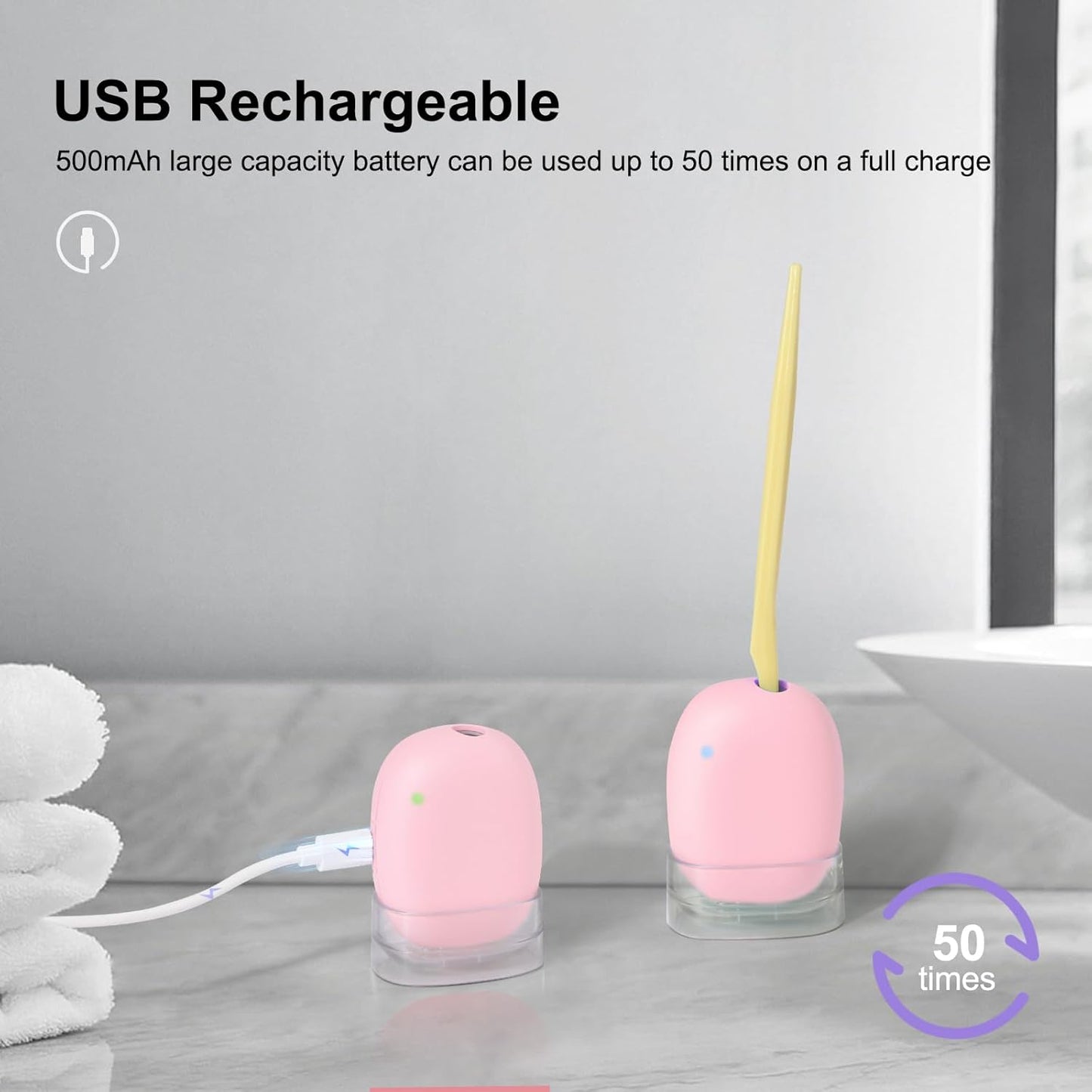 Toothbrush Holder, Toothbrush Cleaner Case, Portable USB Charging Toothbrush Cover with U V-C Light, Travel Toothbrush Holder (Pink)