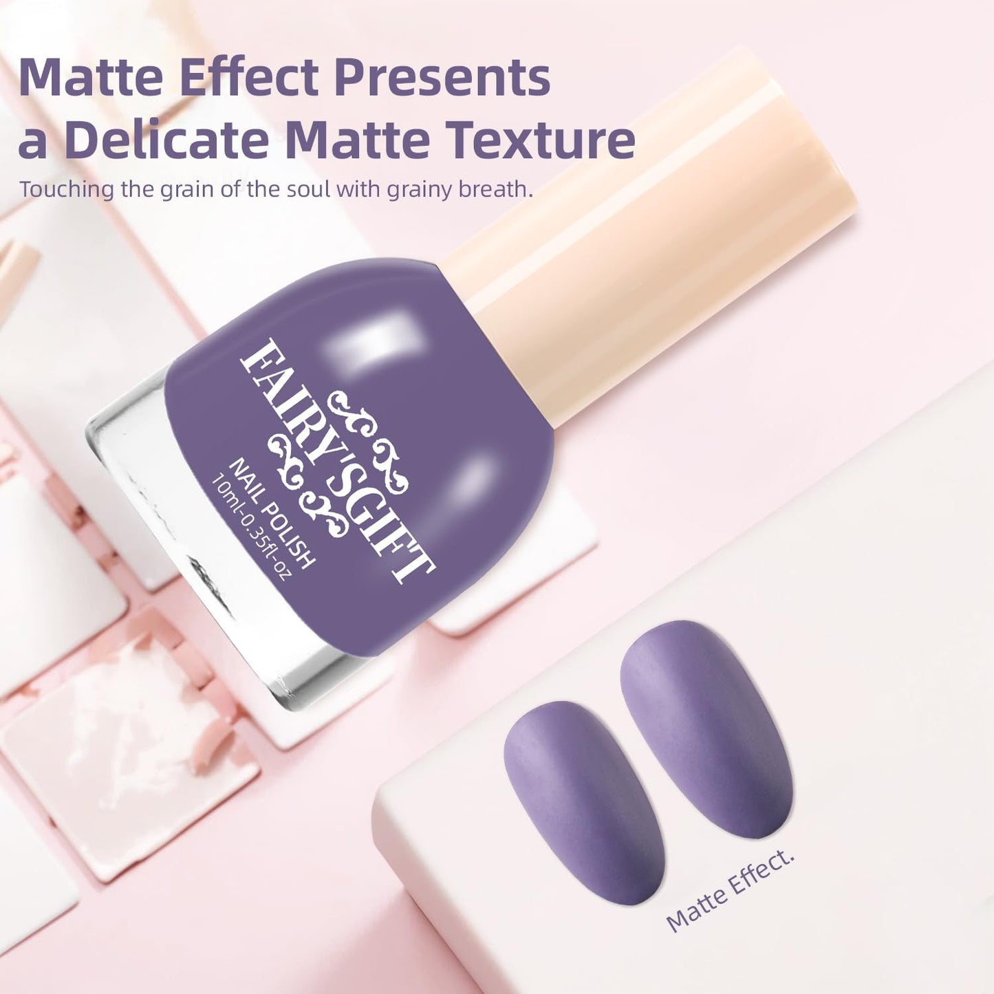 Matte Nail Polish Air Dry Nail Lacquer for Nail Art Varnish, Mist Effect Matte Finish Velvet Nail Polish, 0.35 fl oz (Dusty Blue-06, 10 ML)