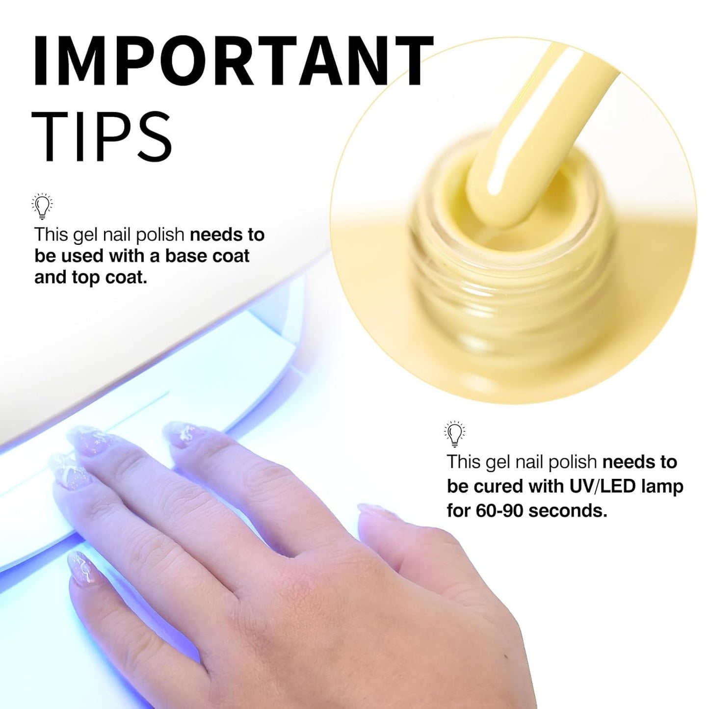 CANNI Pastel Yellow Nail Gel Polish, 1Pcs Butter Yellow High Gloss Soak Off UV Nail Polish Gel French Manicure Salon DIY