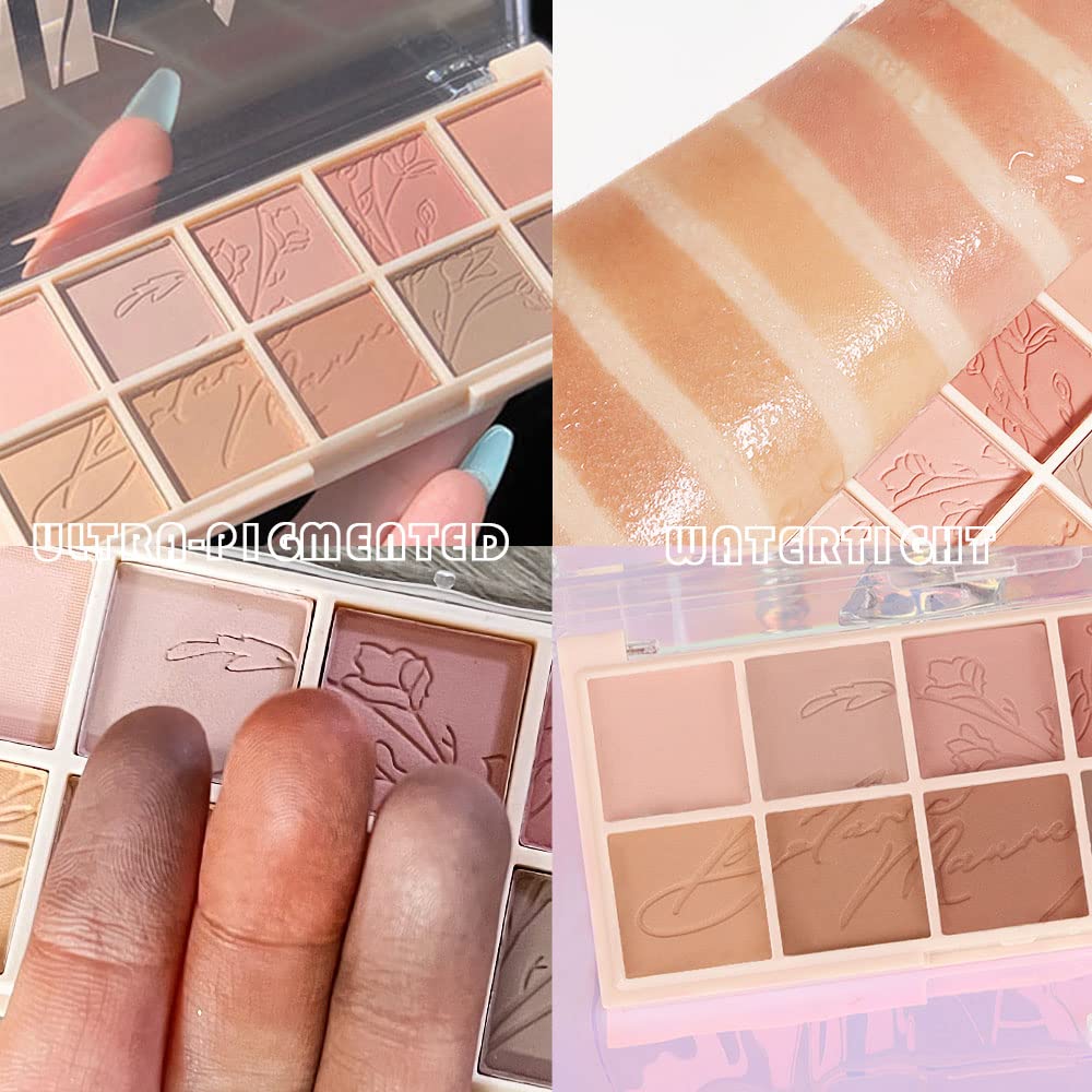 evpct 10 Colors Matte Nude Eye Shadow Palette Makeup for Older Women, Nude Brown Pink Cocoa Taupe Mauve Neutral Matte Cream Smokey Mini Eyeshadow Palette for Blue Green Eyes, Contour Makeup Palettes 6