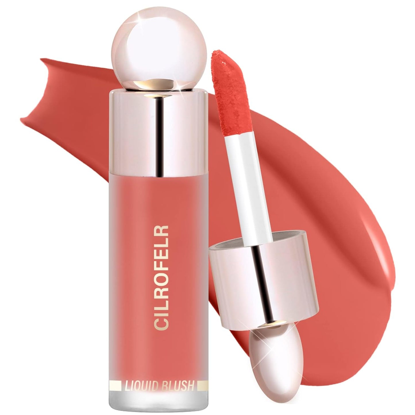 Cilrofelr Dewy Liquid Blush, Soft Cream Liquid Blush for Cheek, Buildable & Blendable Pigment, Lightweight & Smooth Texture, Longwear Formula for a Soft, Natural Flush (03 Coral Red)