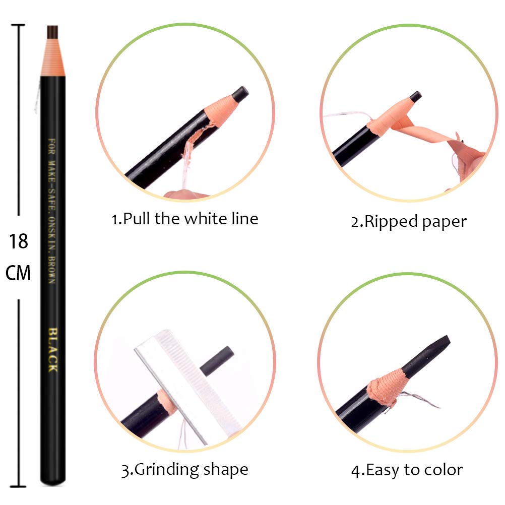 Waterproof Eyebrows Pencil Tattoo Makeup And Microblading Supplies Kit-Eye Brow Liners In 8 Eyebrow Pens 6 Eyebrow knives 1Eyebrow Pencil Shaper 10 Pencil Sharpeners