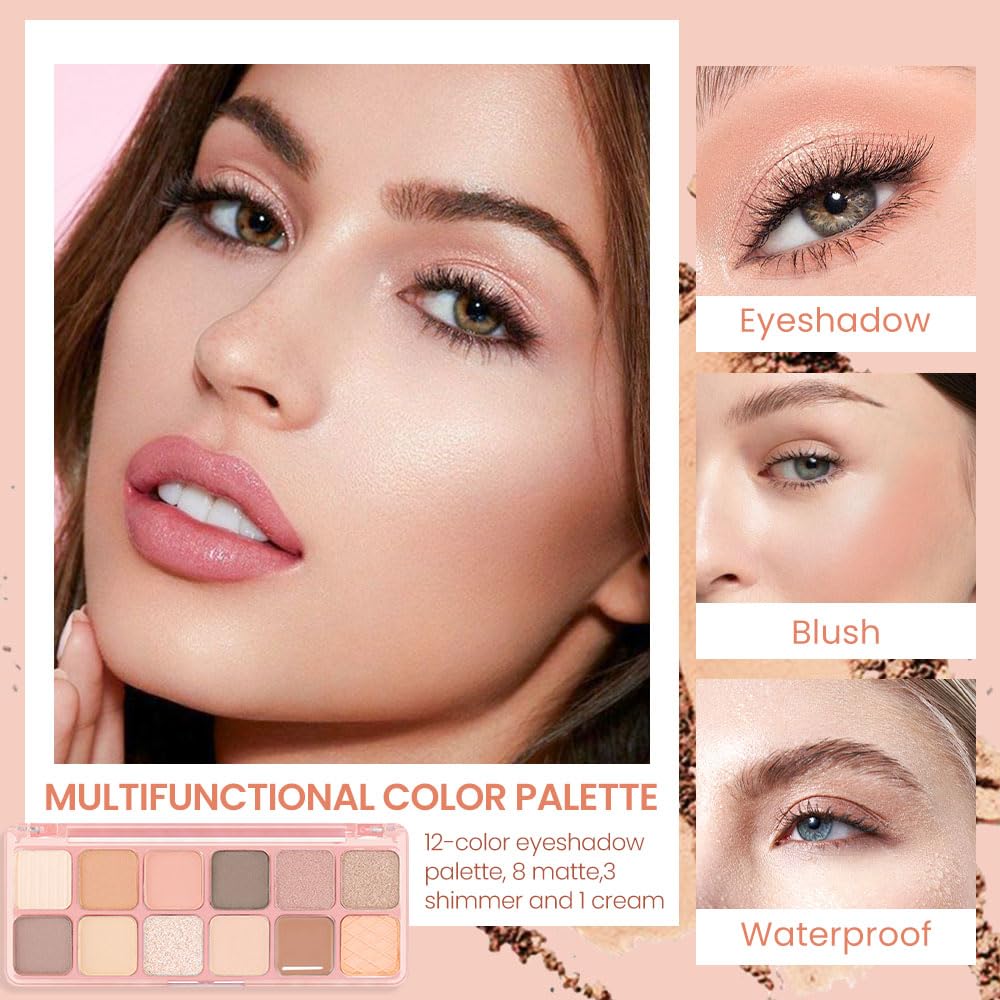 AMY'S DIARY 12Color Light Pink Purple Eyeshadow Palette, Long-Lasting, and Highly Pigmented. Elevate Your Eye Makeup– Unleash Your Unique Style (05#)
