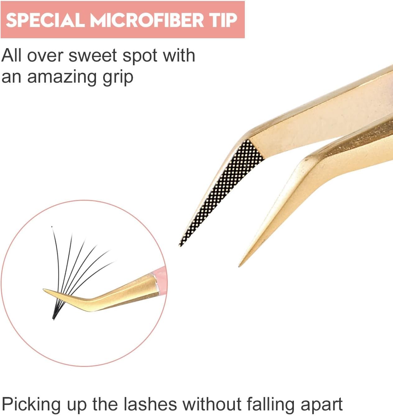 Ms.Queen Lash Tweezers for Eyelash Extensions, Professional Curved Tip Lashing Tweezers for Isolation and Individual Volume Lashes Extension