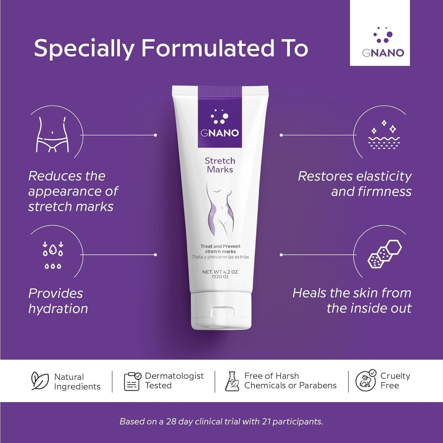 Advanced Stretch Mark Therapy Cream for Stretch Marks and firmer skin with Natural Ingredients to Prevent and get rid of Stretch Marks, Restores and Heals the Skin for Men and Women 4.2oz