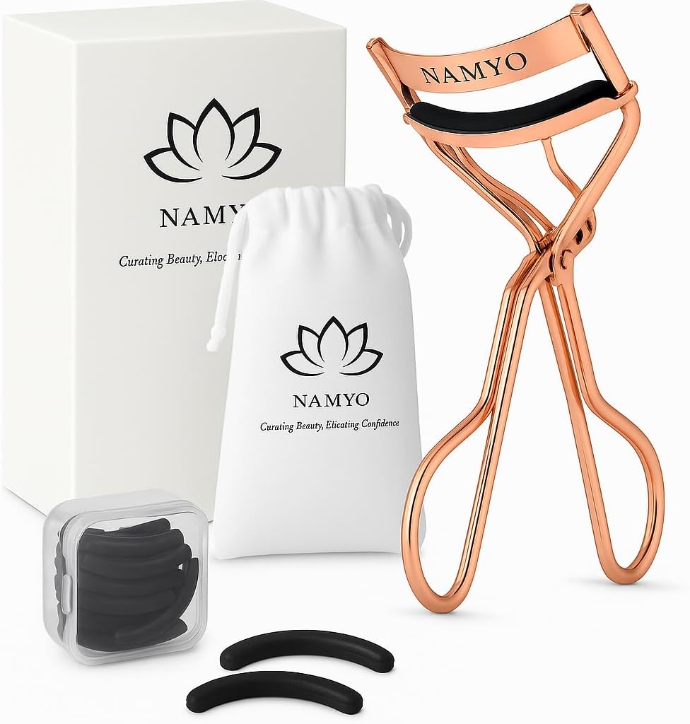 Eyelash Curler – Rose Gold | Premium Lash Curler with 10 Silicone Refills, Satin Travel Pouch & Magnetic Gift Box | No-Pinch, Natural Curl