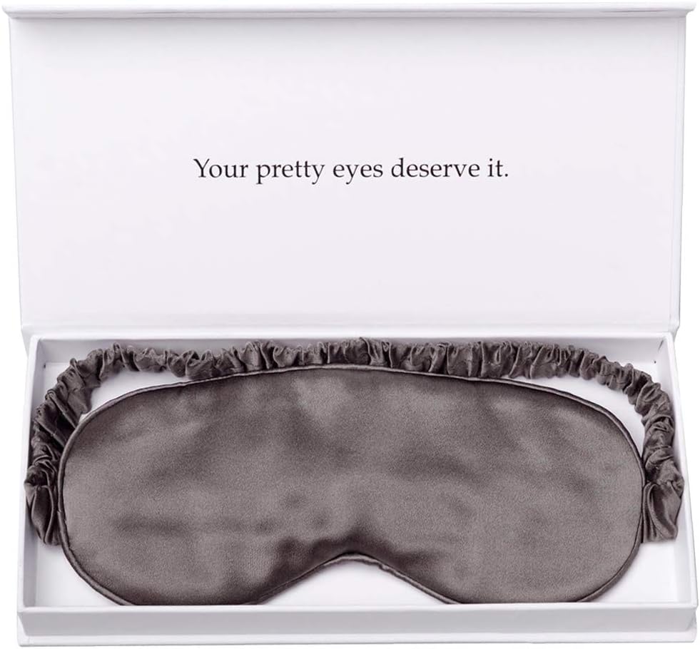 Silk Sleep Mask Light Blocking Luxury 100% Mulberry 19mm Silk Eye Mask Eye Cover Blindfold Ultra Soft Light & Comfy Anti Aging Skin Care with Travel Bag Gift Package