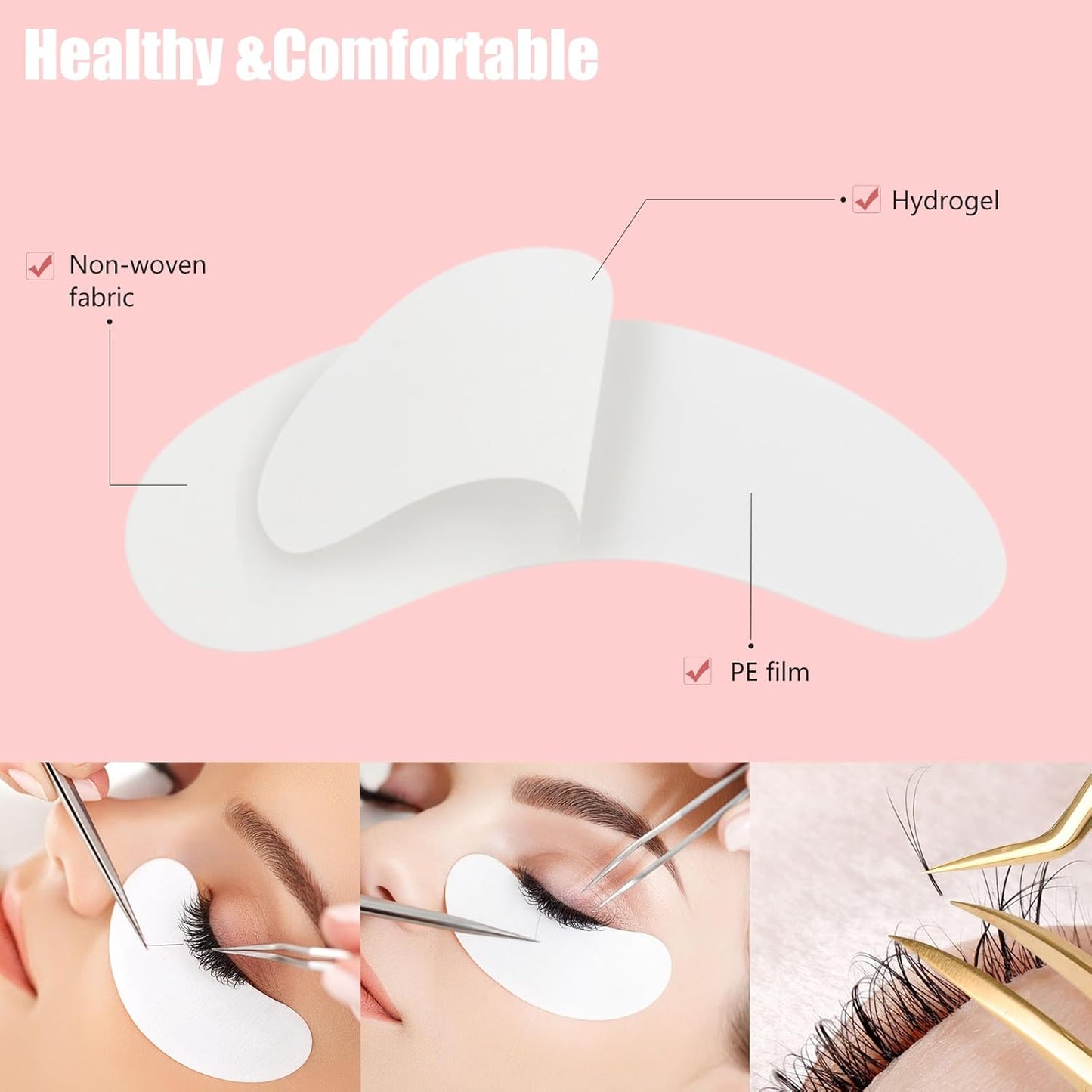 50Pairs Eyelash Extension Gel Patches Kit Natural Hydrogel, Lash Gel Pads for Beauty Makeup Mask Kit Supplies Eye Mask Pads Beauty Tools (Silver-Women)
