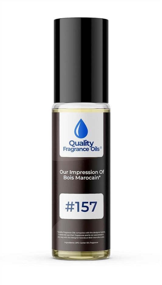Quality Fragrance Oils' Bois Marocain Impression #157 | Long-Lasting Perfume Oil, Alcohol-Free, Strong Scent, 10ml Roll-On | Affordable Alternative to Designer Fragrances