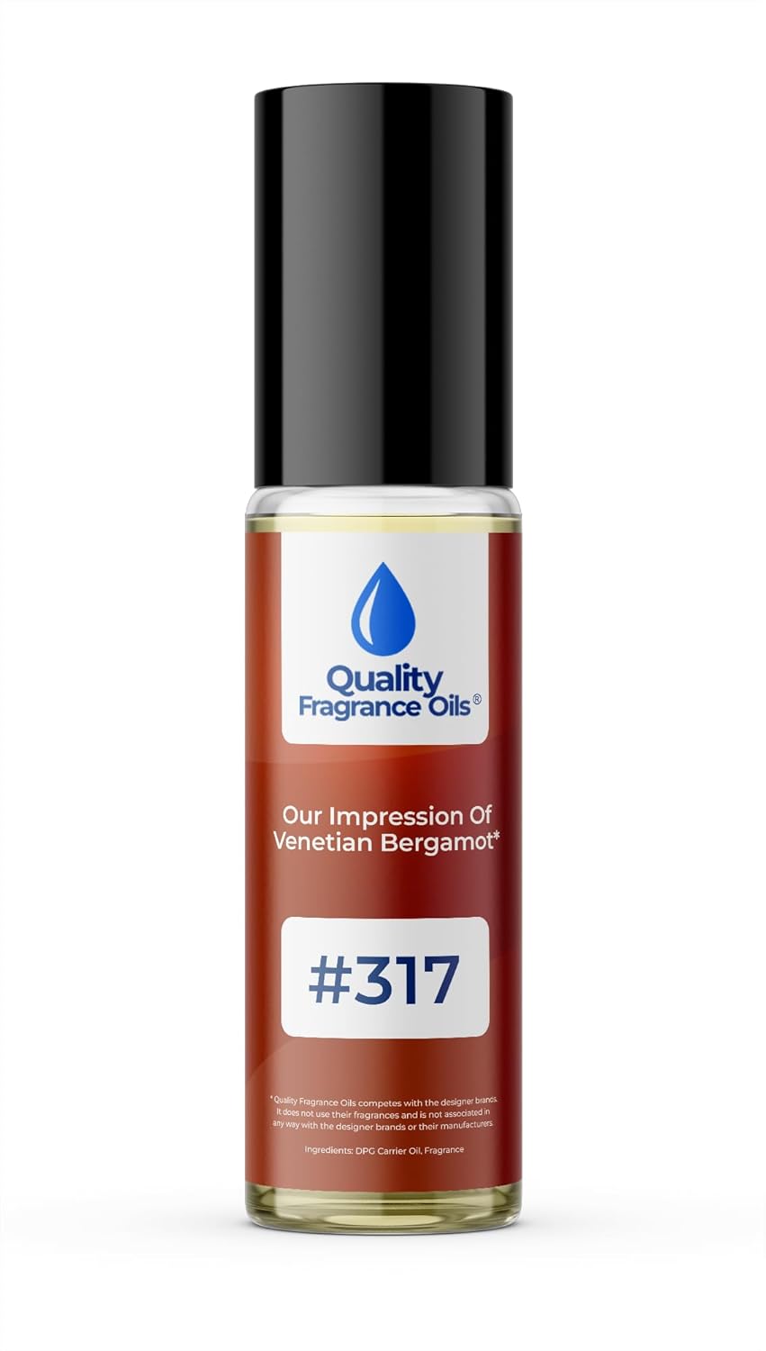 Quality Fragrance Oils' Venetian Bergamot Impression #317 | Long-Lasting Perfume Oil, Alcohol-Free, Strong Scent, 10ml Roll-On | Affordable Alternative to Designer Fragrances
