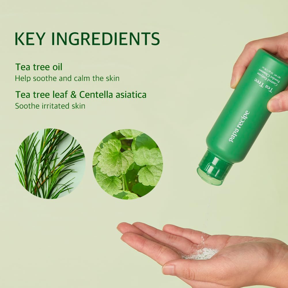 Papa Recipe Tea Tree Enzyme Powder Cleanser – Gentle Exfoliating Facial Wash for Sensitive Skin – Low pH Korean Skincare Face Wash for Clearer, Calmer Skin