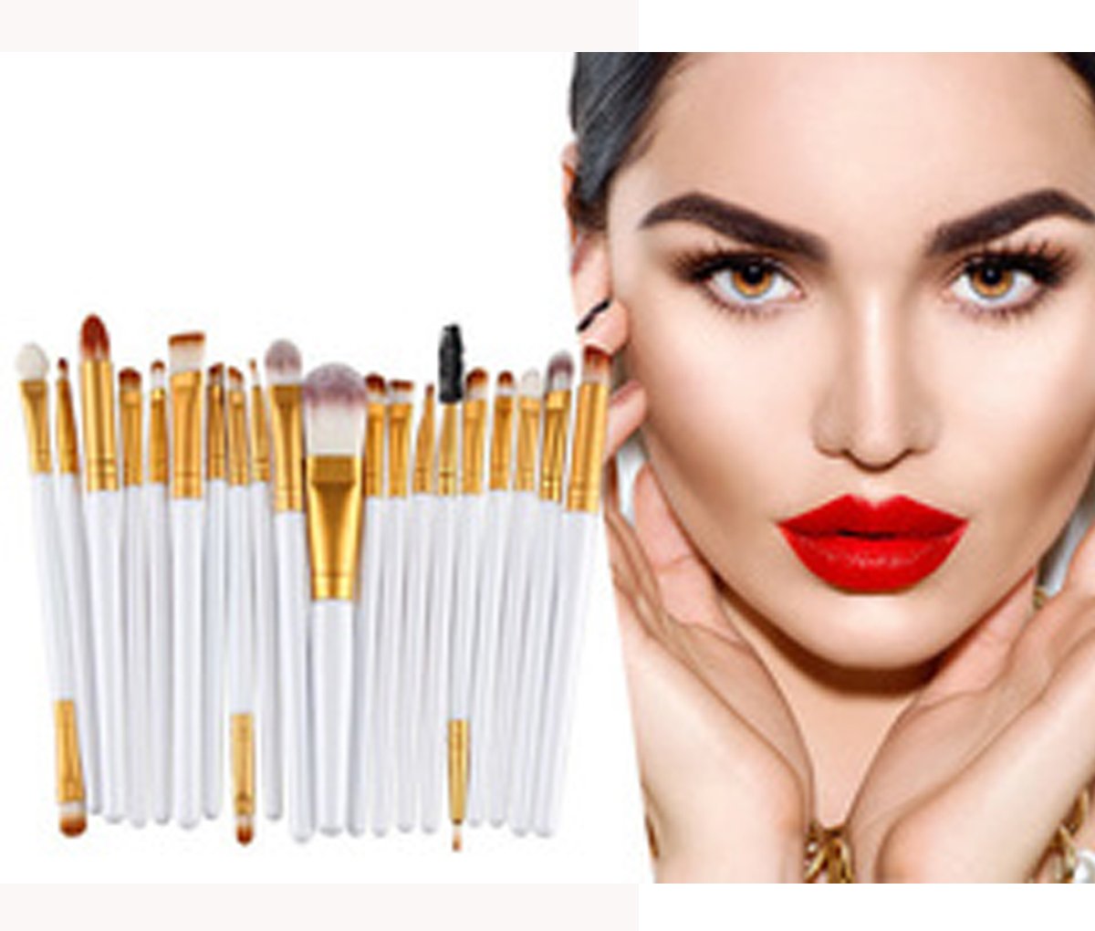 20pc White Eye And 15pc Contour Pallet Eye Makeup Brush Set