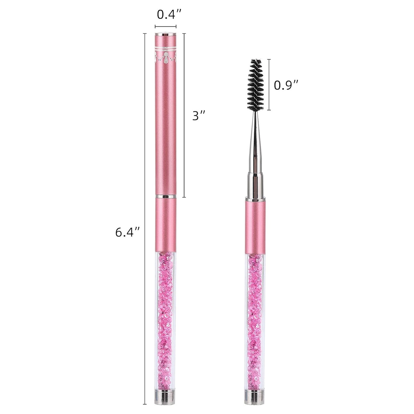 3 Pieces Spoolies for Eyelash Extensions with Cap Mascara Lash Wands Pink Brow Brushes Spooly for Eyelashes