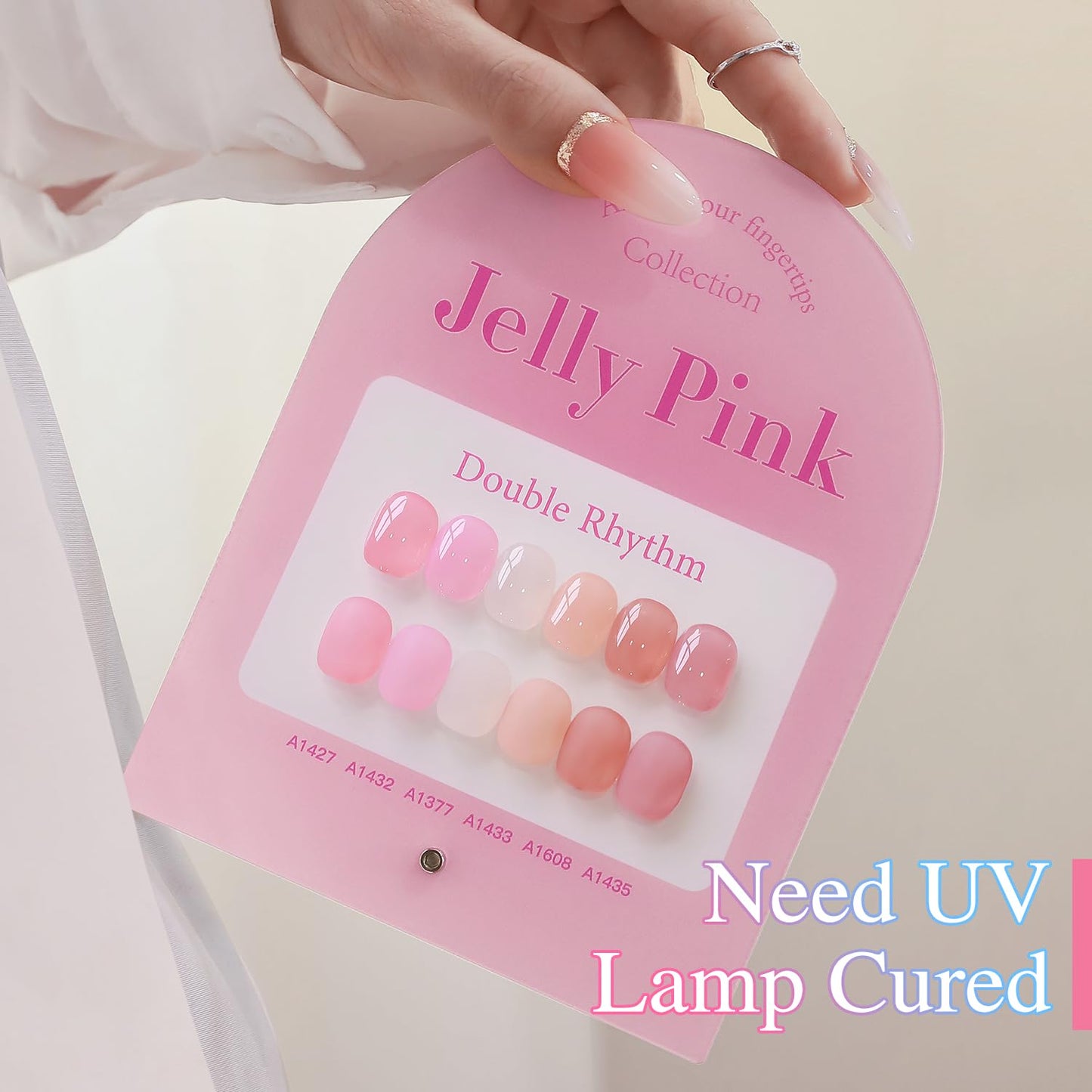 Double Rhythm 6 Pcs 15 ML Gel Polish Set Same Color Same Bottle Soak Off Gel Polish Kit Nail Art Manicure Salon DIY at Home for Women (Jelly Milky White Nude Pink Rose-T6-23)