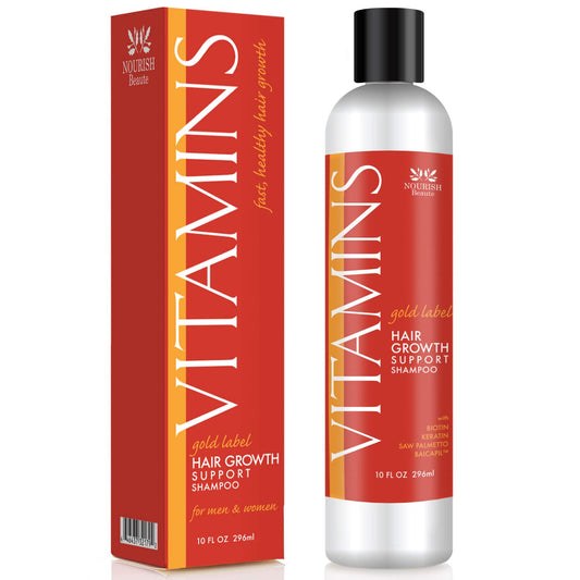 Nourish Beaute Vitamins Natural Shampoo for Hair Growth and Hair Loss for Hair Regrowth,Volume and Thickening with Biotin,DHT Blockers, No Sulfate, For Men and Women, Premium Gold Label, (Pack of 1)
