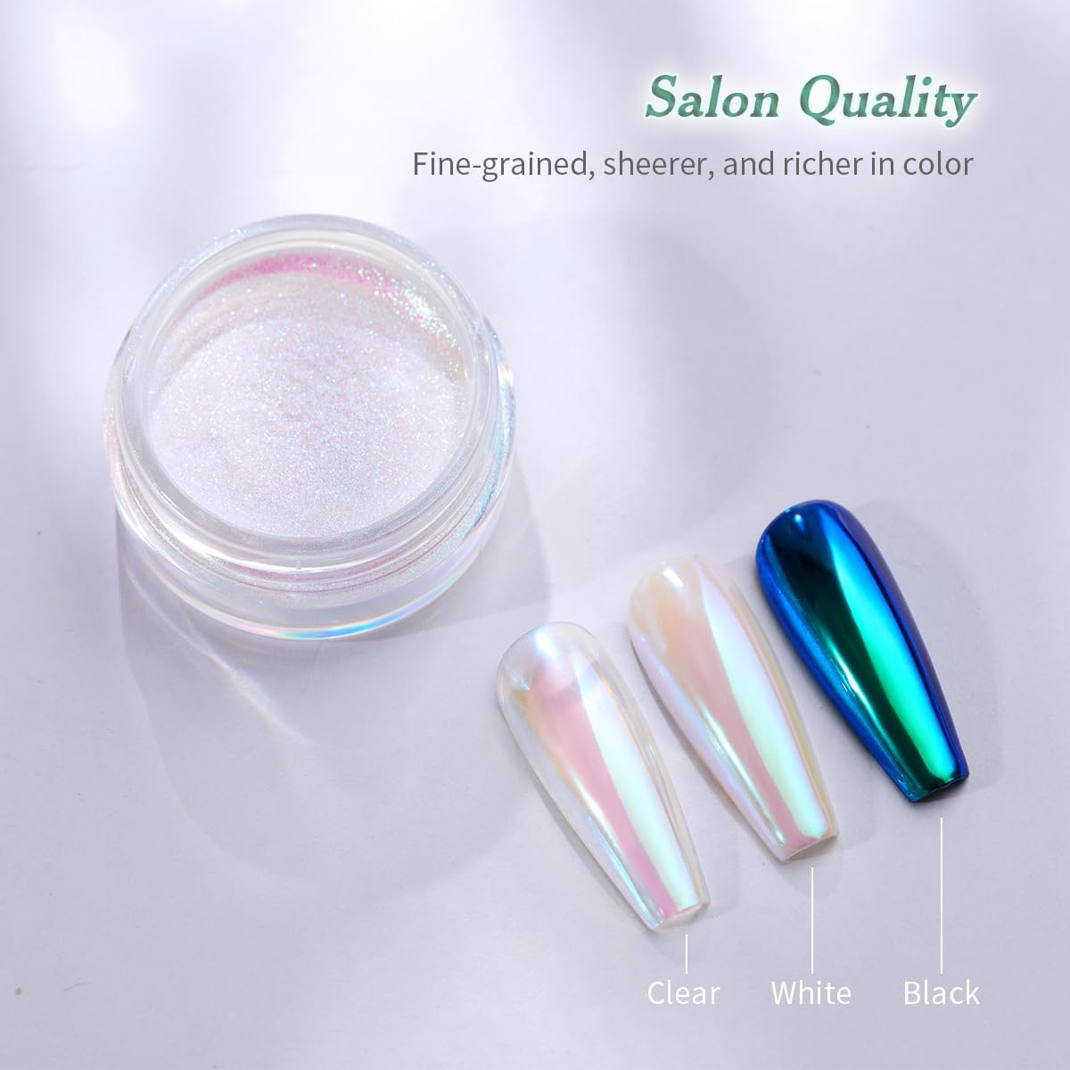 Pretty Diva Mermaid Chrome Nail Powder, Aurora Iridescent Chrome Powders for Nails Unicorn Nail Chrome Mica Powder, Nail Art Glitter Decoration for Home DIY Salon Manicure Pigment