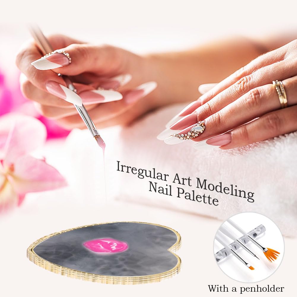 Nail Art Tools 27Pcs Set,Nail Art Brush,Resin Nail Art Palette,5 Pcs Nail Art Sculpture Pen,2-way Acrylic Silicone Engraving Pen Dotting Pen Tools Nail Art Kit for Nail Art DIY