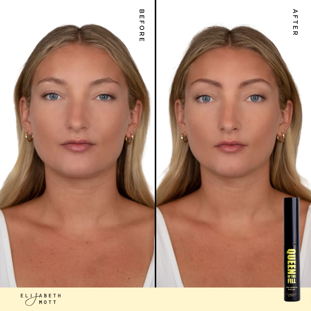 Elizabeth Mott Queen of the Fill Clear Brow Gel – Long-Lasting Sculpting & Shaping Gel Setter to Control, Tame & Define Eyebrows with Natural Finish – Smudge-Proof, Lightweight, Quick-Dry Formula – 3g