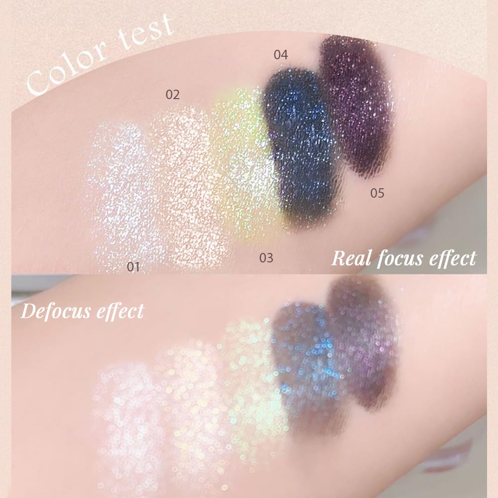 Light Green Cream Glitter Shimmer Metallic Eyeshadow Palette Makeup, Natural Single Mini Instant Holographic Eyeshadow For Women Halloween Birthday Party Wear, Sombras Crema Para Ojos