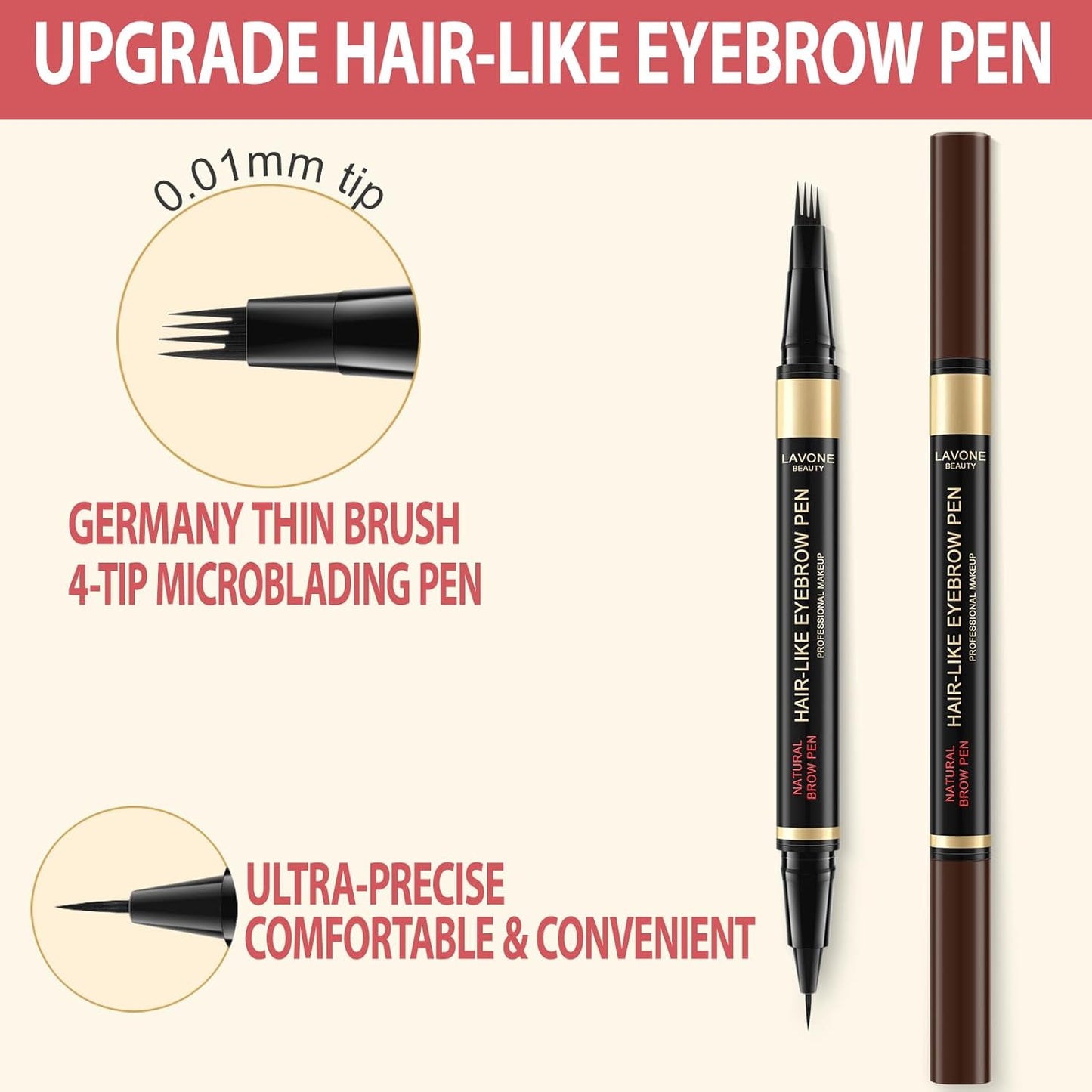 Eyebrow Pen Kit, with Microblading Eyebrow Pen, Eyebrow Gel, Eyeliner, Eyebrow Brush, Eyebrow Pencils for Women, Waterproof, Smudge Proof, Long Lasting Makeup Formula - Medium Brown