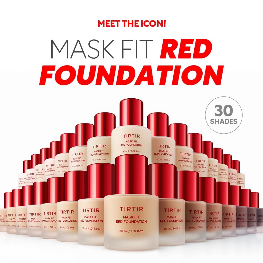 TIRTIR Mask Fit Red FoundationㅣLong Lasting Flawless Coverage, Energy Essence, Lightweight, Hydrating, Pore-Blurring, Breathable Satin Finish, Makeup, Radiant Skin, #13N Fair Ivory, 1.01 Fl Oz