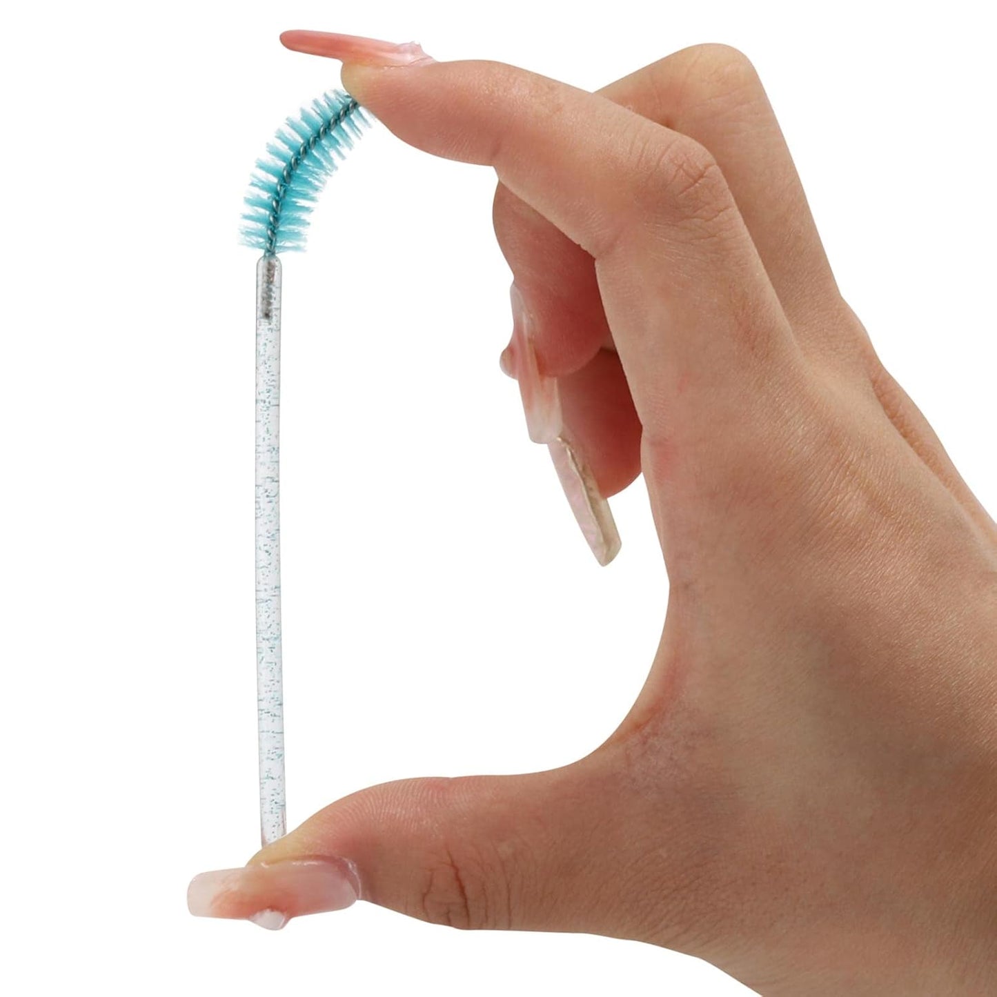 100 Pcs Disposable Mascara Wands, Crystal Eyebrow Spoolies Brush for Eyelash Extensions, Lash Brushes with Container (Blue)