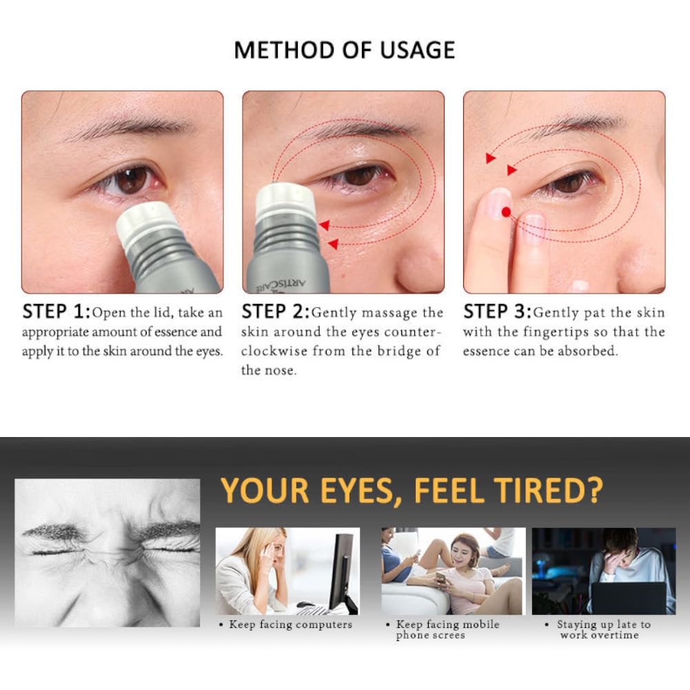 Peptide Under Eye Roller Serum With Roller Balls For Dark Circles And Puffiness | Massage Ball Cream for Fine Lines and Wrinkles | Hydrates Brightens Under Eye Area Restores Skin Firmness (PEPTIDE)