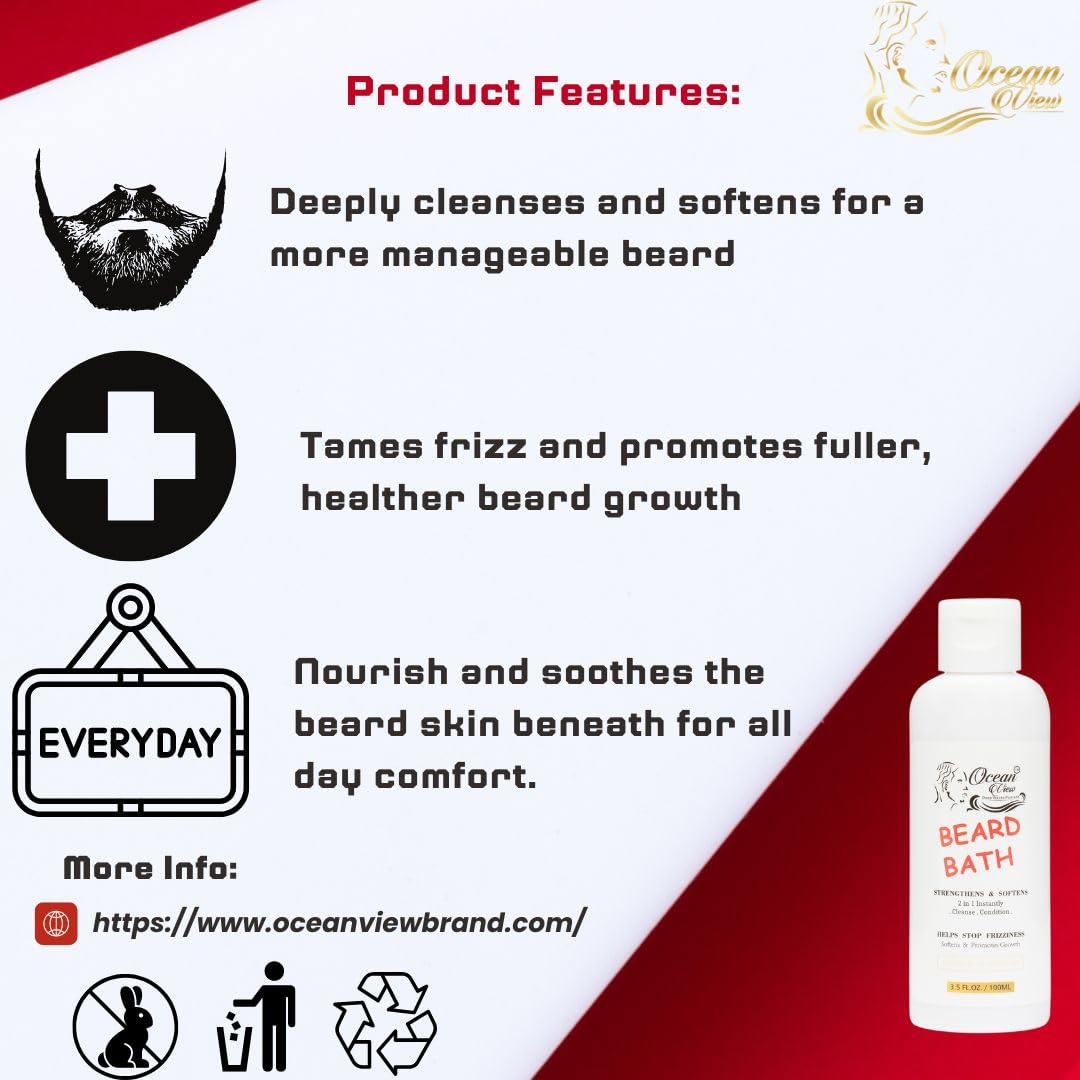 Ocean View Deep Waves Beard Bath, Strengthens & Softens, 3.5 fl oz