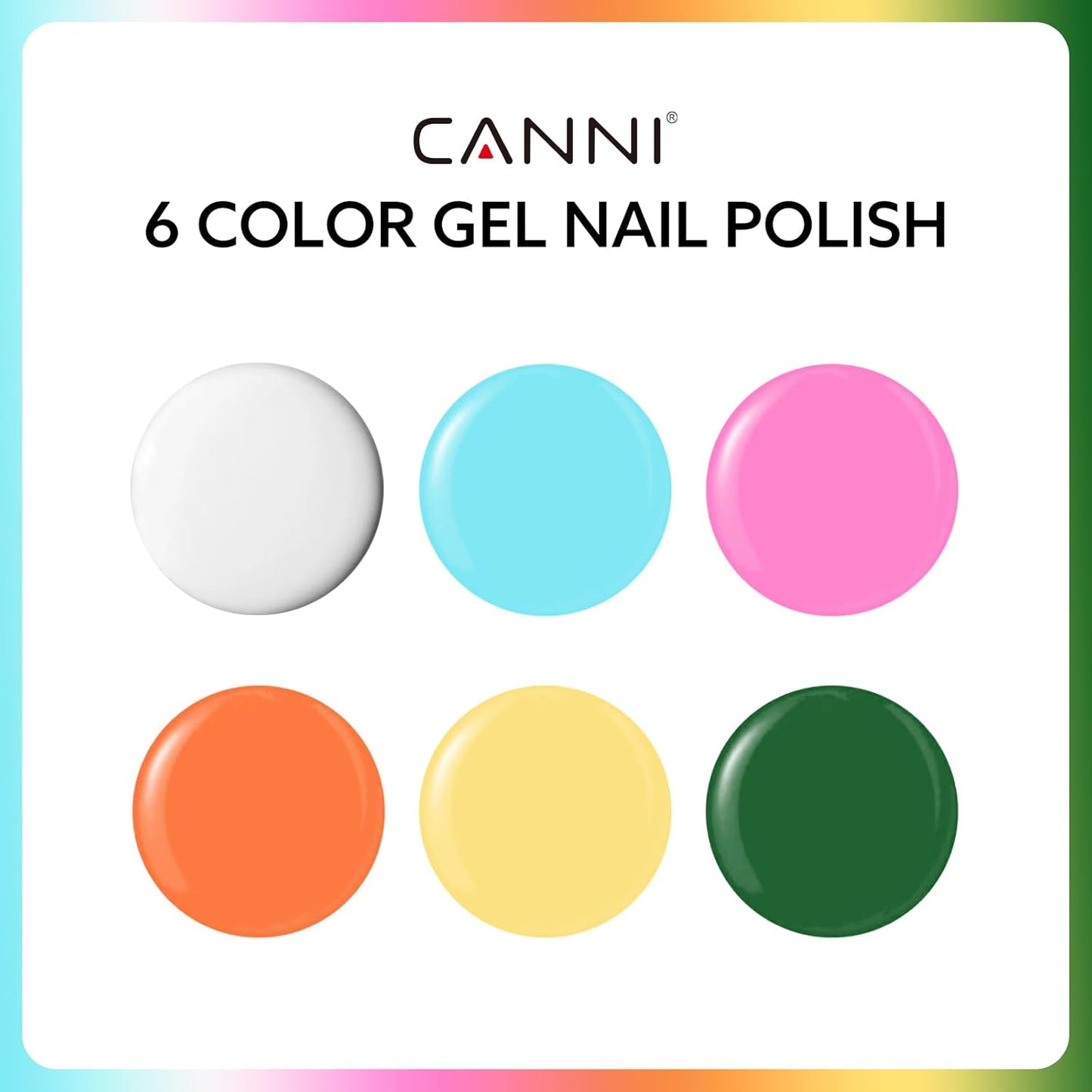 CANNI 9ml Hema-Free Gel Nail Polish Set- 6Pcs White Blue Orange Yellow Colors Gel Polish Kit, Soak Off LED Nail Gel Manicure Kit DIY at Home Salon Gifts for Women Girls
