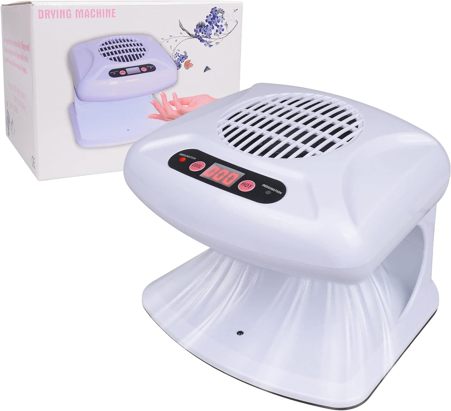 Gegong Air Nail Dryer with Automatic Sensor, 300W Timing Fan Blow for Both Hands and Feet, Warm & Cool Wind Blower Regular Polish, Home Salon Use No Harmful (Light Blue)