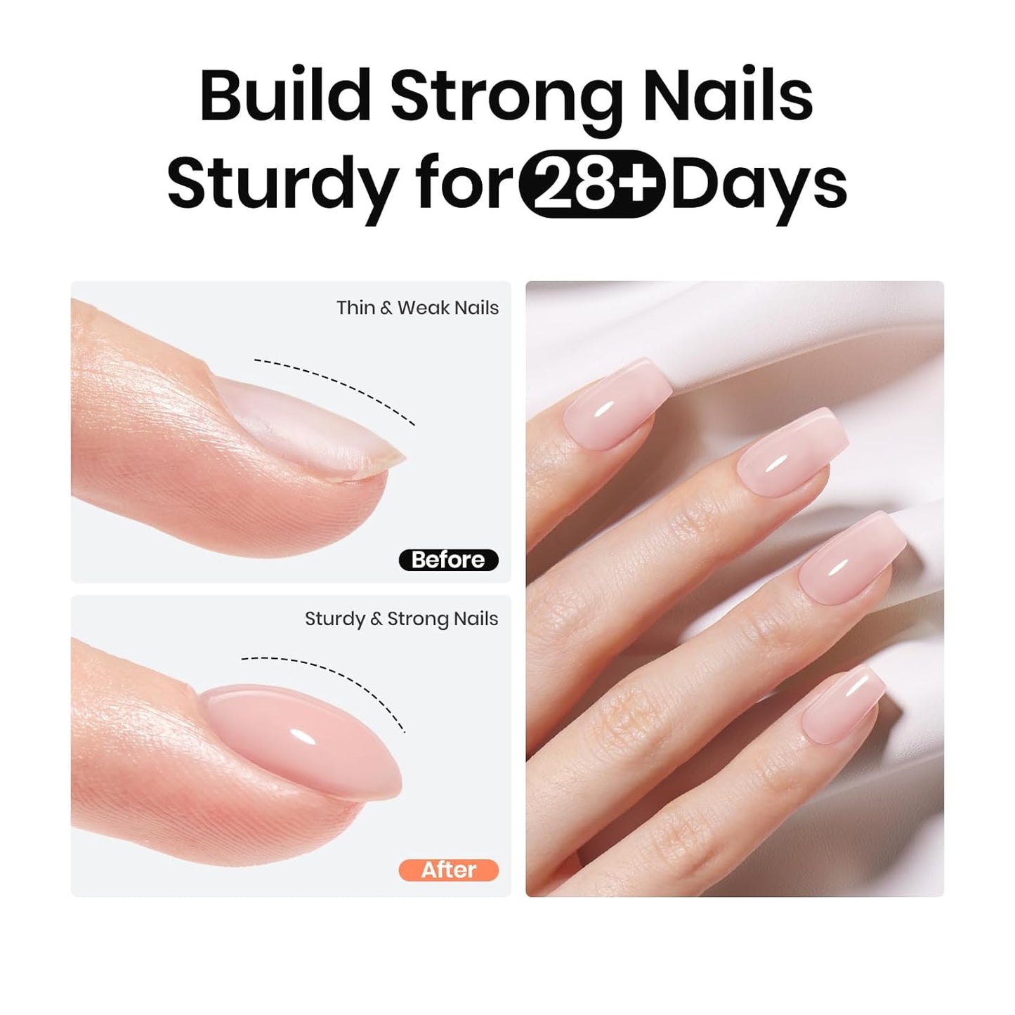Beetles Nude Color Base Builder for Nails: Nail Strengthening Extension Sculpting Nail, Soak Off Long Lasting UV LED Gel Nail Polish Rubber Base Coat