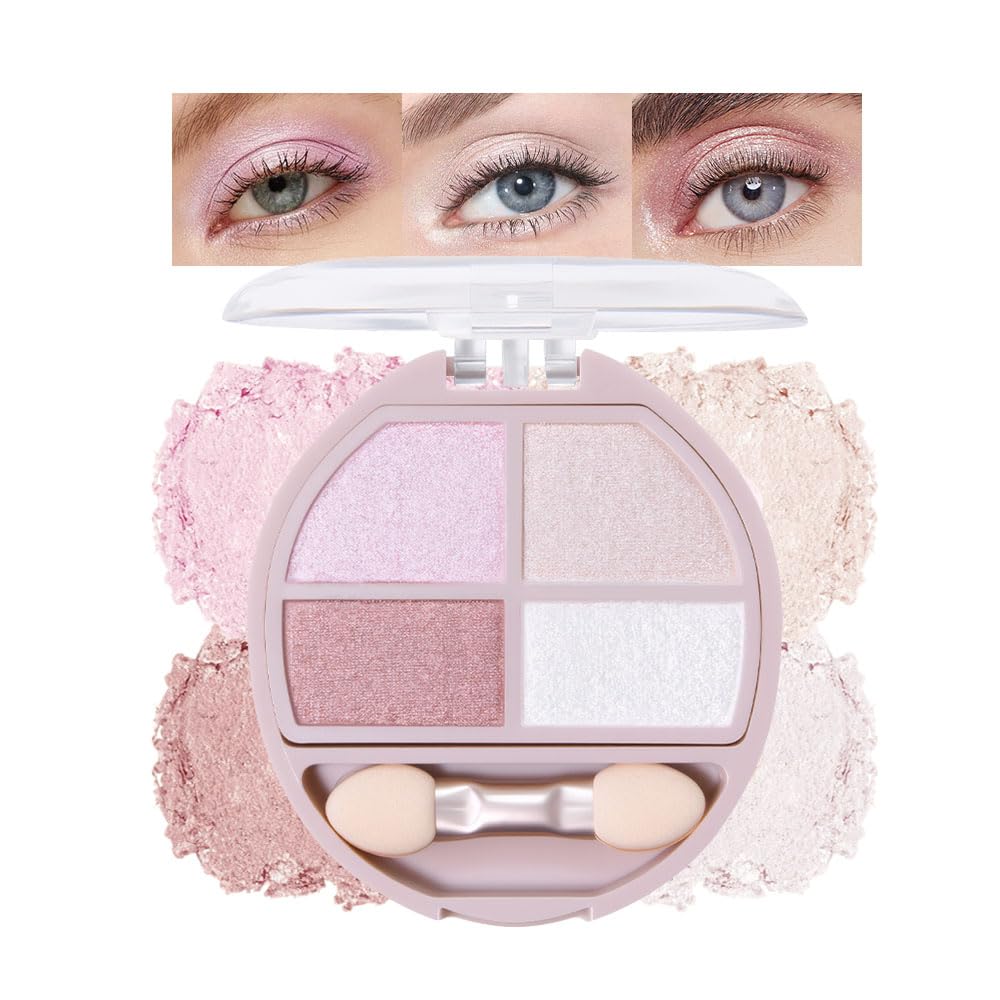 Eyeshadow Makeup Palette with Brush,Nude Pink Natural Neutral Powde Eye Shadow Palette for Older Women,Long Lasting Naturing-Looking,Lightweight,Waterproof,Eye Makeup Kit Travel Size,Vegan