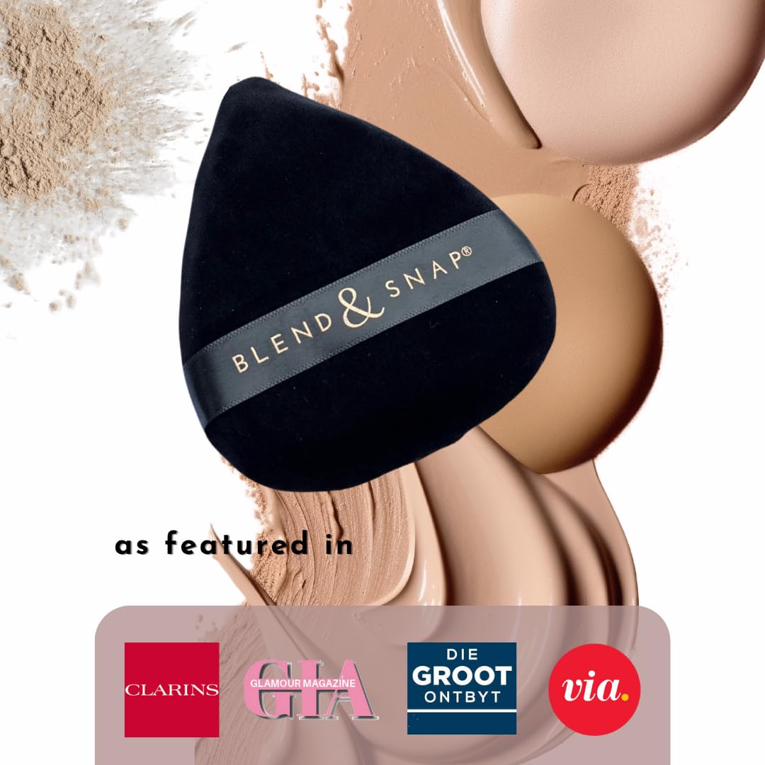 BLEND & SNAP Large Velour Triangle Makeup Puff for Smooth & Flawless Coverage – Blotting Sponge for Foundation & Concealer / Powder Press Pad – Precision Tip for Easy Application – Makeup Artist