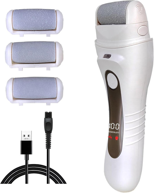 Electric Callus Remover for feet - FSA Eligible - Portable Rechargeable Electric Foot Files with 3 Heads - Pedicure Kit for Dry Dead Hard Cracked Skin