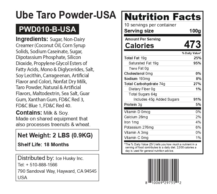 Fanale Premium Ube Taro Bubble Tea Flavoring Powder | Purple Sweet Potato Powder | Perfect for Baking, Smoothies, Desserts and Drinks | Instant Flavoring Powder for Boba Milk Tea | PWD010-B-USA