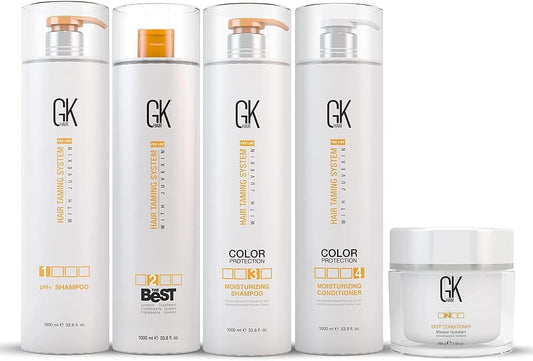 GK HAIR Global Keratin The Best Kit (33.8 Fl Oz/1000ml) Smoothing Keratin Hair Treatment Professional Brazilian Complex Blowout Straightening For Silky Smooth & Frizz Free Hair