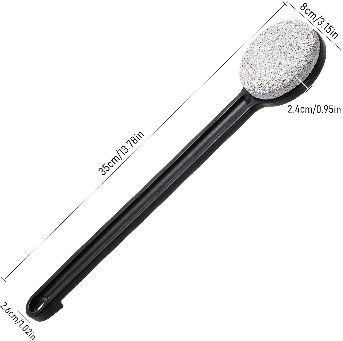 Pumice Stone for Feet with Long Handle (Straight Handle,Black, Count, 1.0)