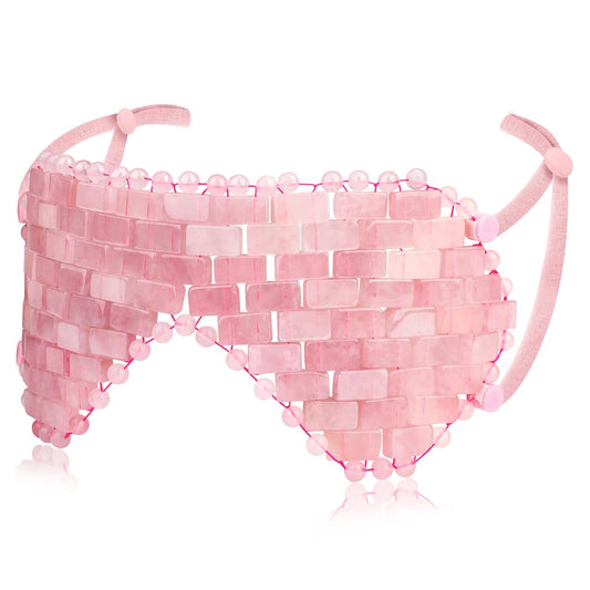 Quartz Eye Mask, Rose Jade Eye Mask Natural Crystal Sleep Mask, Eliminate Wrinkles Puffiness Headache and Migraine Relief Mask (#2-rose quartz)