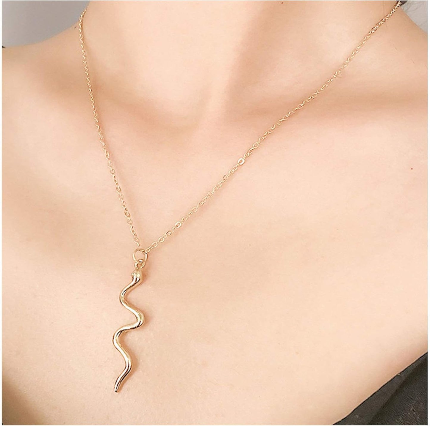 Snake Pendant Necklace Punk Serpent Drop Necklace Vintage Animal Necklaces Chain Jewelry for Women and Girls